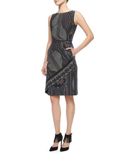 Faux-wrap Mixed-print Dress