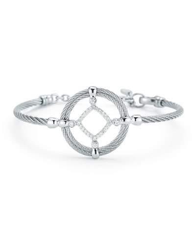 Open Diamond-station Cable Bracelet, Gray