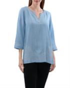 Chambray Tunic Top With Embroidery
