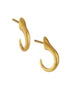 24k Sculpted Horn Hoop Earrings