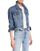 Frayed Cropped Denim Jacket