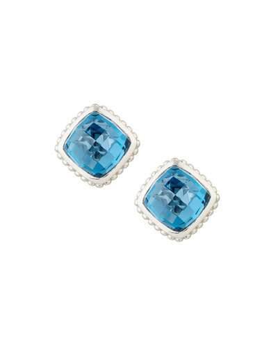 Cushion-cut Indigo Spinel Button Earrings