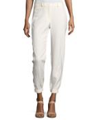 Tapered-leg Double-face Pants, White