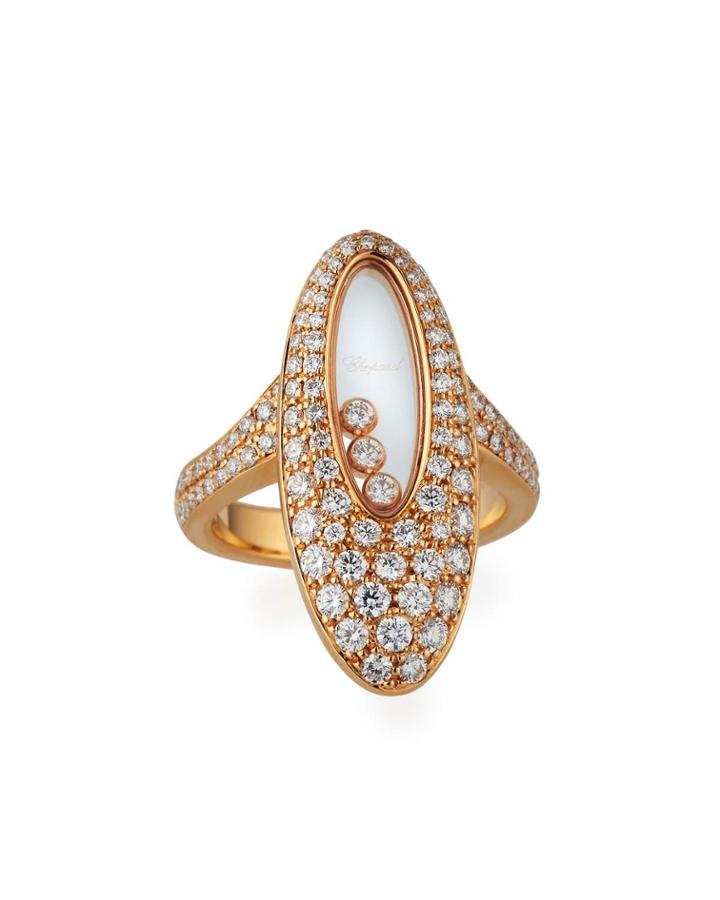 Happy Diamonds 18k Rose Gold Tapered Diamond Oval Ring,