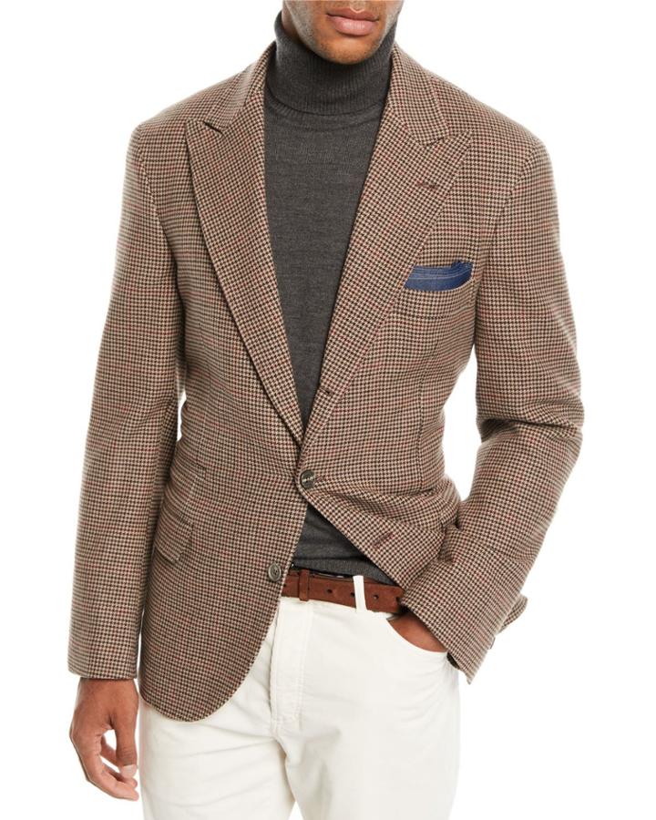 Men's Houndstooth Wool-blend 3-button