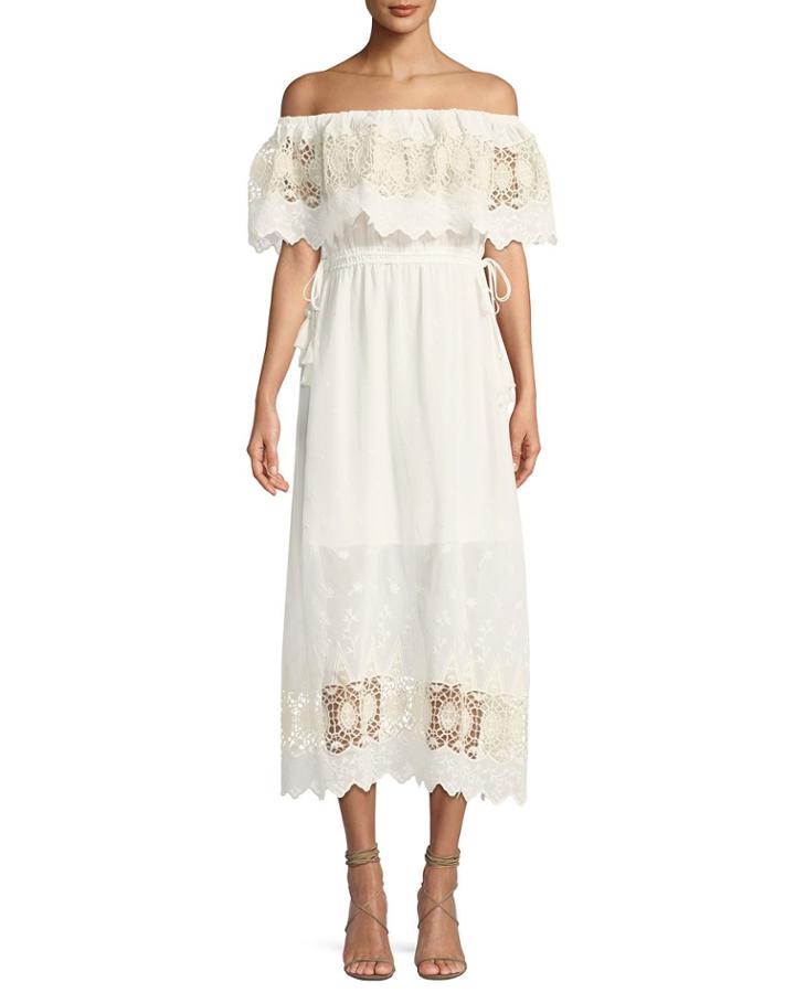 Tatiana Embroidered Off-the-shoulder Dress