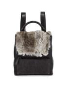 Rabbit Fur Canvas Mini Backpack, Gray