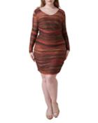 Plus Size Metallic Striped Ruched Bodycon Dress