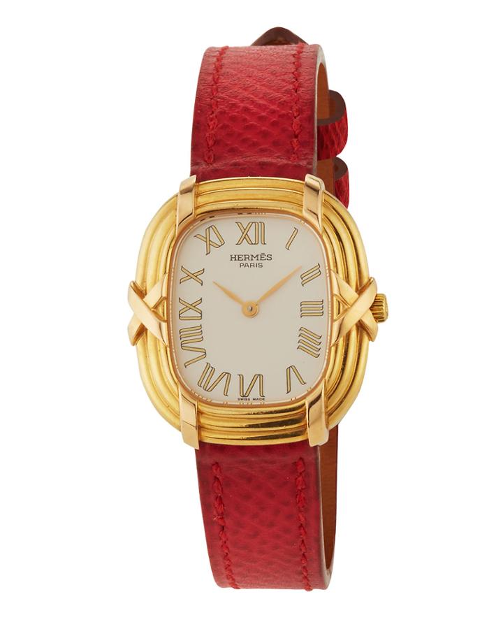 Ruban 18k Watch W/ Leather, Red/gold