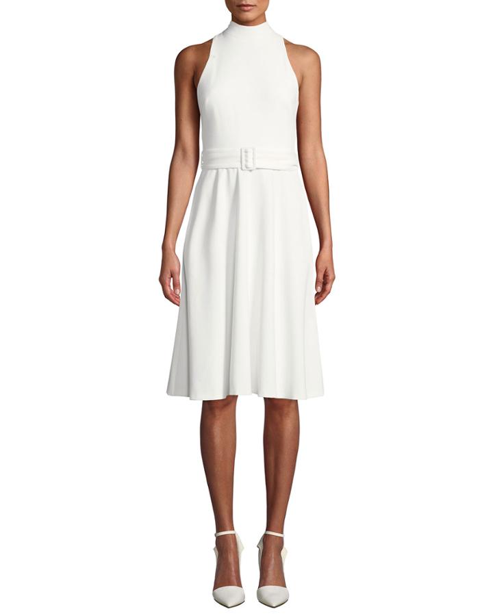 Lylah Full Skirt Halter Dress With Belt