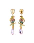 Crystal Parrot Drop Earrings