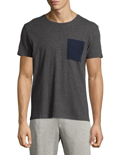 Silk-pocket Crewneck Tee, Gray
