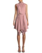 High-neck Smocked Ruffle