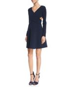 Long-sleeve Crisscross Fit & Flare Dress