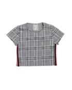 Girl's Plaid Short-sleeve Cropped Top,