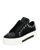 Lace-up Sneaker With Grommet Trim, Black