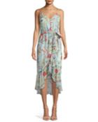 Mable Mock-wrap Floral-print Silk Chiffon Dress