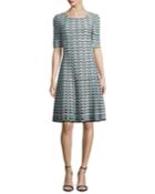 Textural-grid-knit Fit-and-flare Dress