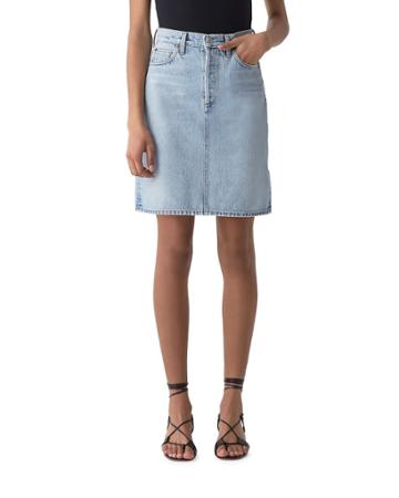Iris High-rise A-line Light-wash Denim
