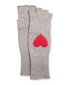 Cashmere Heart-patch Fingerless Gloves
