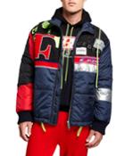 Men's Mixed-media Colorblock Coat