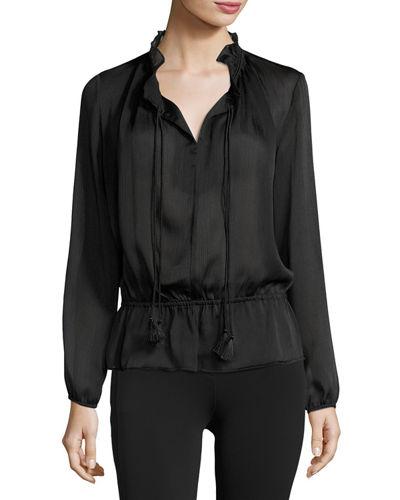 Yoryu Satin Split-neck Peasant Top