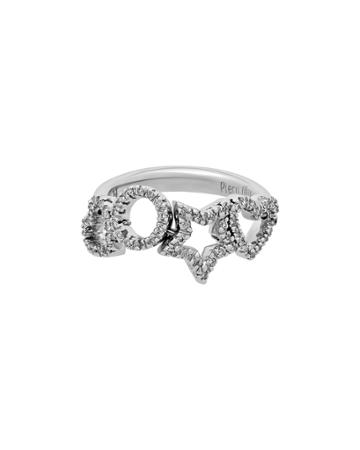 18k White Gold Diamond Star Heart Ring,