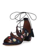 Isadora Floral-embroidered Lace-up