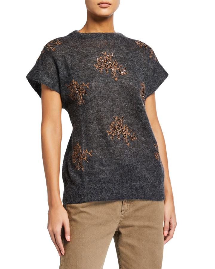 Mohair Beaded Cap-sleeve