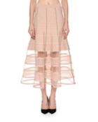 Patchwork Jacquard Lace Skirt With Crinoline Hem