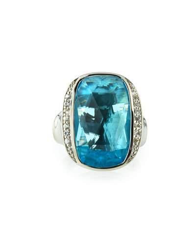 Batu Bamboo Sky Blue Topaz & White Sapphire Ring,