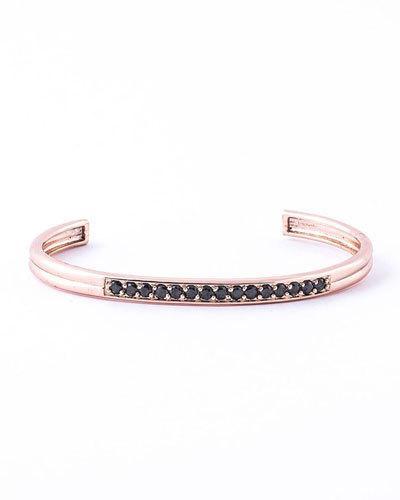 Men's 14k Rose Gold-plated Zircon Cuff Bracelet