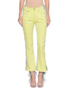 Two-tone Flared-leg Cropped Jeans