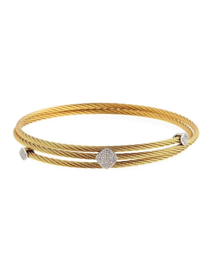 Diamond 3-station Coiled Bracelet, Gold