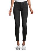 The Icon Ankle Jeans W/ Frayed Hem, Black