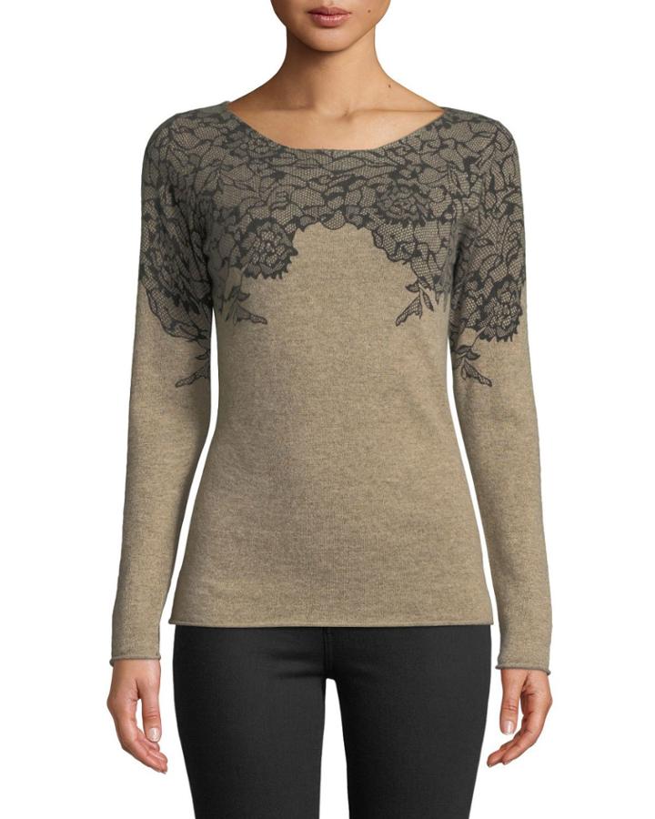 Lace-print Cashmere