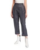 Wide-leg Metallic Donegal Pants W/ Pleats