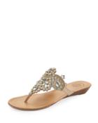Amee Embellished Thong Sandals, Neutral