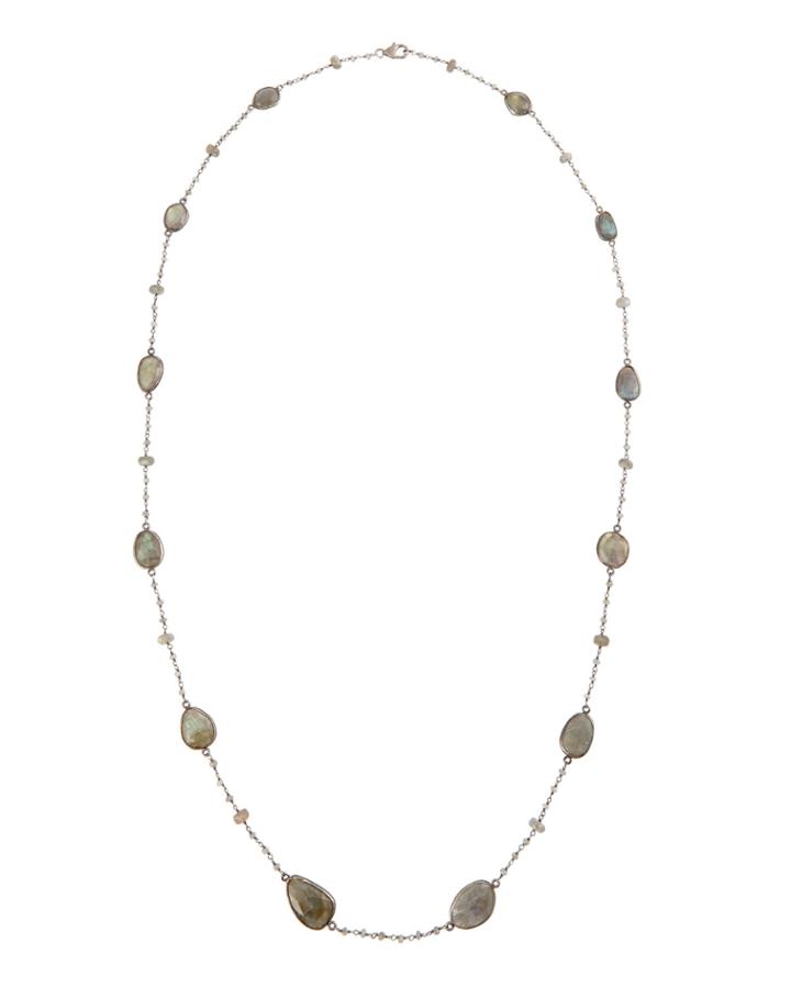 Bavna Long Labradorite Station Necklace, Women's,