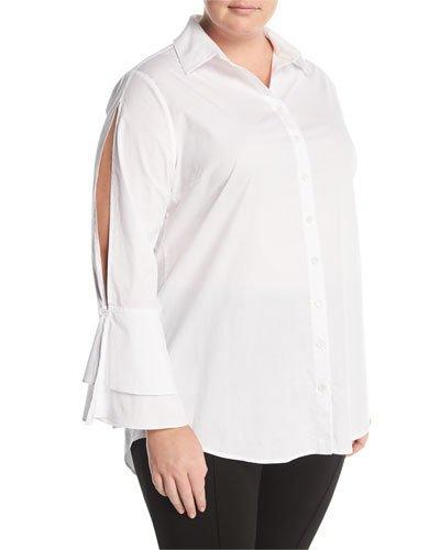 Split-sleeve Poplin Blouse,