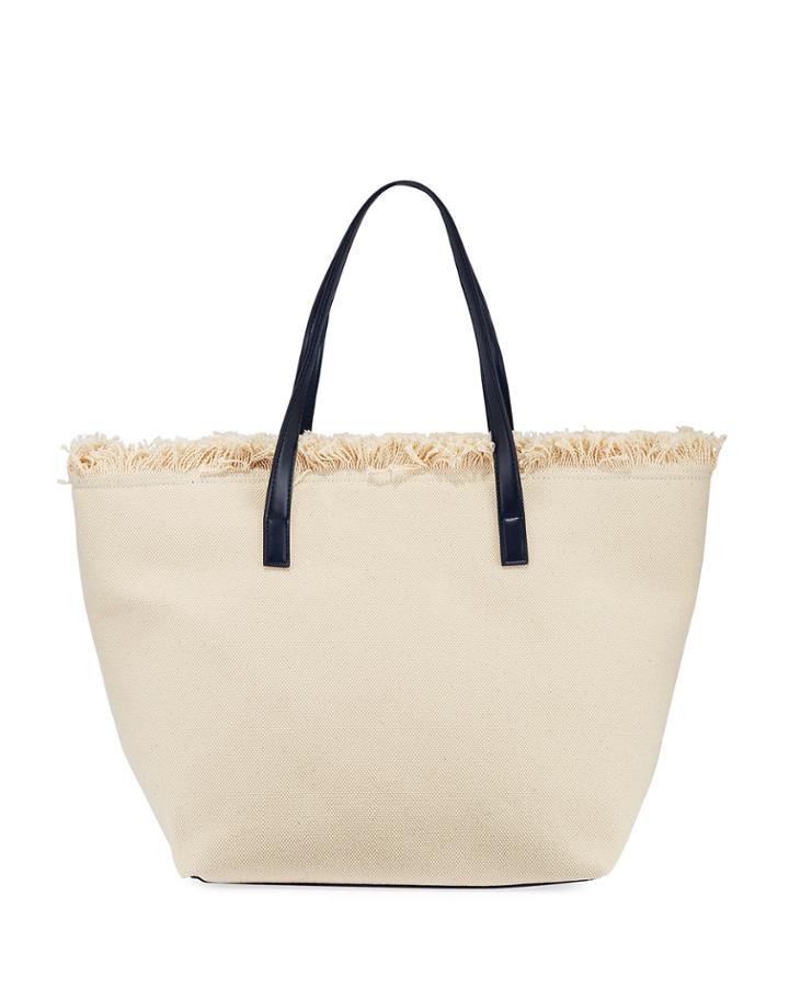 Frayed Canvas Shopper Tote Bag