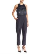 Feather Tiered Top Crinkled Cotton Jumpsuit
