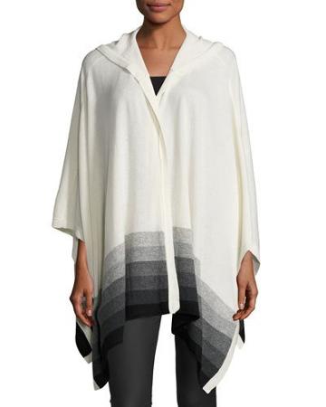 Ombre Hooded Cashmere Poncho,