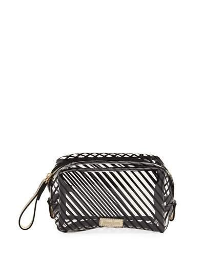 Striped Transparent Toiletry Bag, Clear