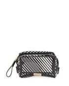 Striped Transparent Toiletry Bag, Clear