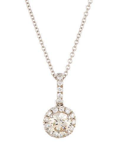 14k Round White Diamond Pendant Necklace,