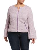 Plus Size Tweed Bell-sleeve Jacket