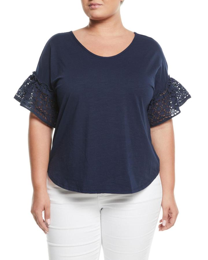 Eyelet-sleeve Jersey Tee