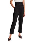 Belted High-rise Ankle Pants