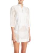 Empress 3/4-sleeves Voile Coverup Shirtdress Coverup